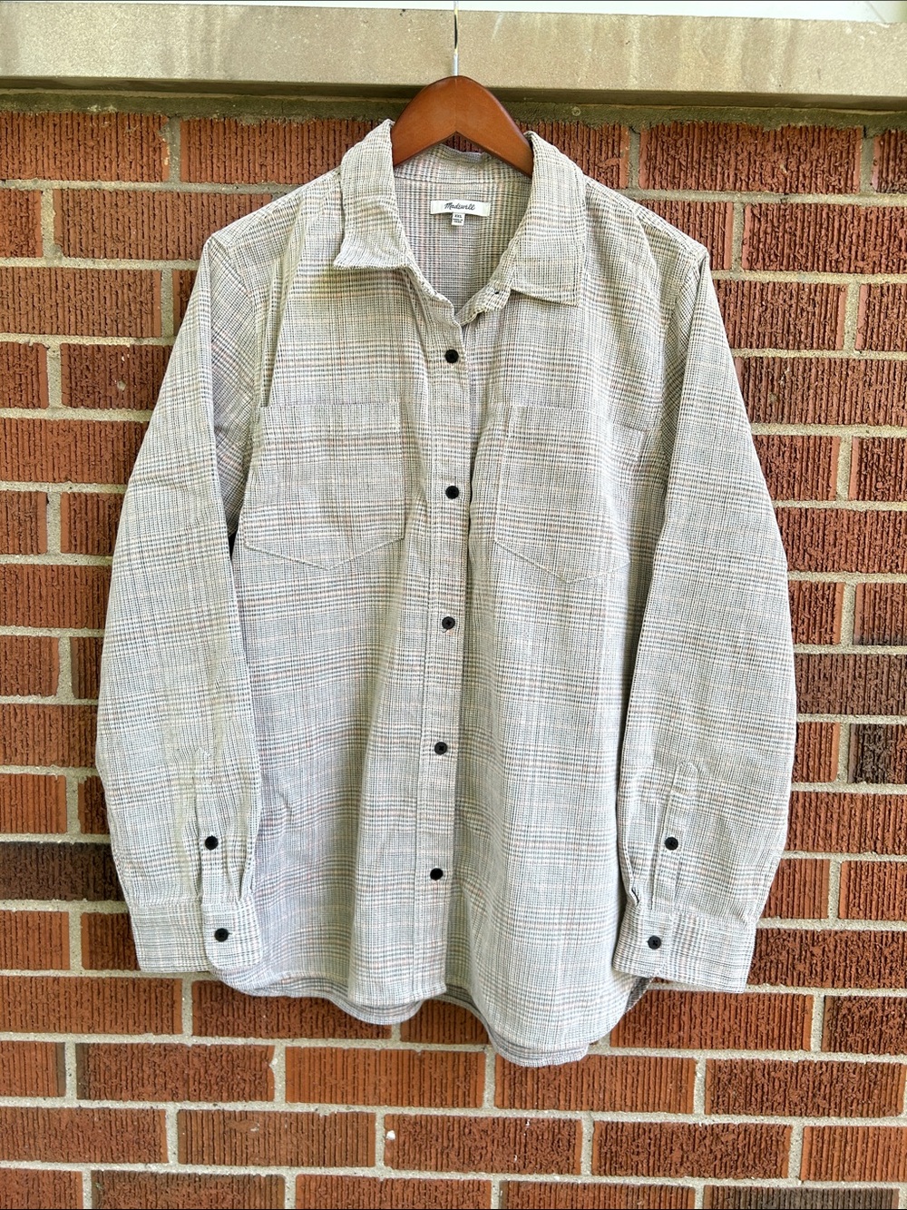 Madewell Women’s Light Plaid Button-Up Shirt Jacket - Neutral Gray